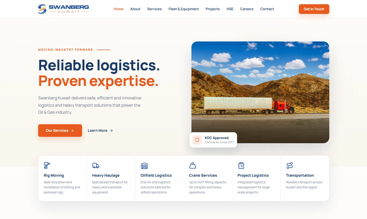 Swanberg Kuwait corporate website homepage